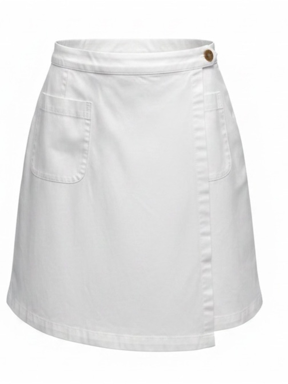 Real Comfort woman’s White-A-Line Wrap Skirt w/Front Pockets Cotton SZ 12 EUC